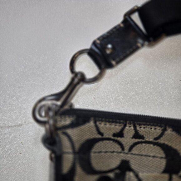 VTG Coach Purse Signature Stripe C Swingback Crossbody Bag Gray Black Zipper - Picture 5 of 13